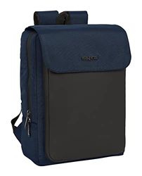 Safta, Mochila Con Solapa Portatil 13,3''+Usb Business Dark Blue 29X39X12Cm Unisex niños, Multicolor, Estándar