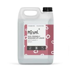 Recharge 5L liquide vaisselle Minimal Eco - Rhubarbe sauvage et citron, non bio, doux peaux sensibles, végétalien, sans cruauté envers les animaux - Produits de nettoyage naturels (500 lavages).