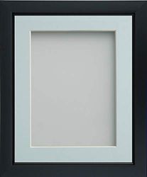 Frame Company Ainsworth Range Black 16x12 inch Picture Photo Frame with Light Blue Mount for Image 13x9 inch * Choice of Sizes* Fitted with Real Glass