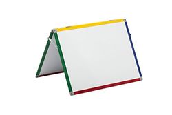 Bi-Office Schoolmate Desktop, Lavagna Per Bambini Da Tavolo, Lavagna Bianca Magnetica Portatile, Bifacciale Con Lato Quadrettato E Un Lato Liscio, Con Cornice Multicolore, 60x45cm