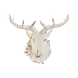 Home ESPRIT Wanddecoratie, wit, hert, gebeitst, 37 x 20 x 34 cm