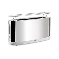 Alessi SG68 W Design Broodrooster met opzetstuk voor broodjes, van roestvrij staal en PC, wit