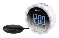 Relógio despertador com poderoso alarme de 95 dB, luz intermitente e almofada vibratória - o Geemarc Wake 'N' Shake Star desperta pessoas que têm problemas de audição - versão ES