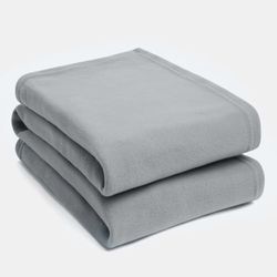 Dreamscene Grote warme polar fleece plaid over zachte luxe slaapbank deken, effen zilvergrijs - 120 x 150 cm