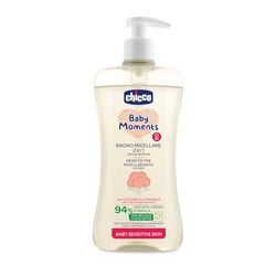 Chicco Baby Moments Bagno Micellare Senza Lacrime 2 in 1, con Formula Naturale per Pelli Sensibili, 0+ Mesi - 500 ml