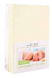 Julius Zöllner Jersey hoeslaken dubbelpak voor het kinderbed, Gr. 60x120 / 70x140, ecru & wit