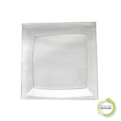 Homéa, Set de 6 Assiettes Carrées en Plastique Réutilisable 23 cm Transparent