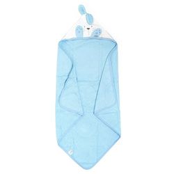 Ti TIN Capa de baño para bebé con Capucha y orejitas de Conejito Color Celeste, 100x100 cm, Rizo de algodón 90%, Extra Suave y Absorbente, Apta para Secadora