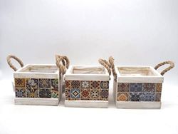 CREARE ITALIA Caja de madera cuadrada 15 x 13 x 13 cm. Diseño