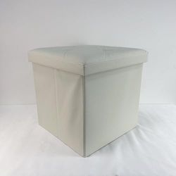 GALILEO Pouf de Rangement Polyvalent, Structure en MDF, revêtement en PVC, Blanc, 38 x 38 x h.38 cm, Sibylle