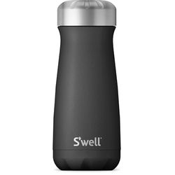 S'well Traveler drinkfles, Black Onyx, 470ml. Vacuüm geïsoleerde reisfles houdt drankjes koud en warm - BPA-vrije roestvrijstalen waterfles