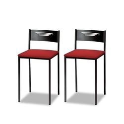 ASTIMESA - Tabourets de cuisine tapissés avec dossier. Structure solide et ferme. Structure noire et assise en similicuir. Couleur de l'assise : rouge. Contenu : 2 unités. Dimensions : 35 x 35 x 64 cm
