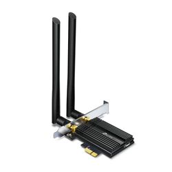 TP-Link Archer TX50E AX3000 WiFi 6 PCIe-adapter met Bluetooth 5.0 (twee multi-richtantennes, Intel Wi-Fi 6 chipset, koellichaam, WPA3-encryptiestandaard, ruimtebesparende toepassing) zwart