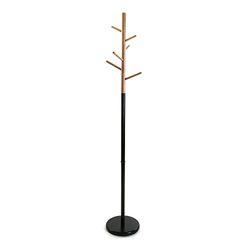 Versa Malmö Cabide de pé de estilo minimalista, com 6 ganchos ou ganchos para roupa ou malas de entrada, medidas (L x A) 171 x 28 x 28 cm, metal e madeira, cor preta