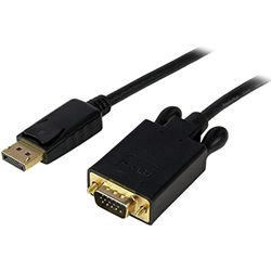 StarTech.com 6FT DP TO VGA Cable 6 ft DisplayPort to VGA, DP2VGAMM6B (6 ft DisplayPort to VGA Adapter Converter Cable - DP to VGA 1920x1200 - Black, 1.8 m, DisplayPort, VGA)