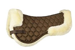 HKM Cojín para silla de montar de piel de cordero auténtica, unisex, Echt-lammfell-sattelkissen, marrón/crema