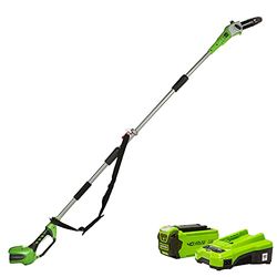 Greenworks Podador de altura G40PS20, Li-Ion 40V 20 cm comprimento do sabre 8 m/s velocidade da corrente barra de alumínio de 3 peças sem bateria ou carregador