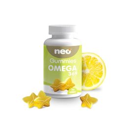 NEO - Gummies Omega 3 6 9 - Gominolas sabor a lima - Veganas, Sin Gluten, Sin Azúcar - Reduce colesterol y Favorece la Salud Cardiovascular