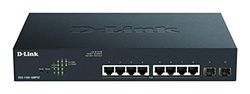 D-Link DGS-1100-10MPV2/E Switch Smart Gigabit POE avec 8 Ports PoE, Budget PoE 130 W, 802.3af / at, 2 Ports SFP, VLAN, fonctionnalités de Couche 2, QoS, 802.3az EEE - Cordon d'alimentation UE