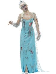 Smiffys Disfraz zombi: Muerta congelada, Azul, con vestido, costillas de látex pegadas y tiara