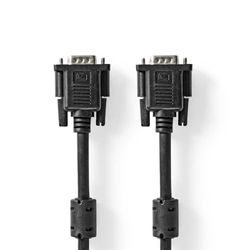 NEDIS Câble VGA, Cable Écran Ordinateur, Prise VGA | Fiche VGA | Plaqué nickel | Résolution maximale : 1280 x 768 | 3.00 m | Rond | ABS | Noir | Sac en plastique