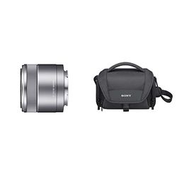 Sony SEL30M35, Objetivo para Sony, Tamaño de Filtro 49 mm, E 30 mm F3.5 Macro, Plata & LCSU21B.SYH - Bolsa de Transporte para cámara/videocámara, Color Negro