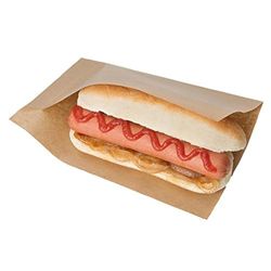 Garcia de Pou 100 unità Sacchetti alimentari per Hot Dogs, 35 g/m², in Busta, 15 x 13/10 cm, Carta, Naturale
