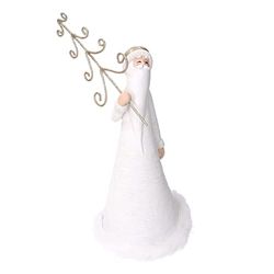 Biała żywiczna figurka Świętego Mikołaja ze złotym drzewem o wysokości 27cm