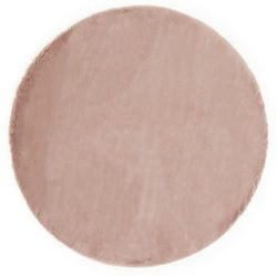 andiamo Tappeto a Pelo Lungo in Morbida Pelle d'Agnello, Tinta Unita, Colore Rosa Antico, Rotondo, Poliestere, 80 cm Round