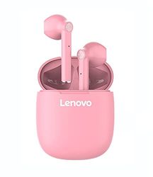 Lenovo HT30 – Bluetooth-hoofdtelefoon 5, draadloos, stereo, in-oortelefoon met touch-bediening, geïntegreerde microfoon, compacte oplaadbox, roze