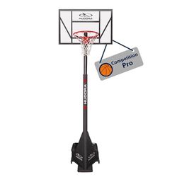 HUDORA Canestro da basket Competition Pro - Canestro da basket con supporto regolabile per bambini/ragazzi e adulti - Canestro da basket mobile da esterno - Canestro con supporto e ruote