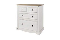 Core Products, Corona White 2+2 Drawer Chest with Natural Pine Top