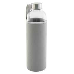 axentia Drinkfles van glas, waterfles met neopreen hoes in grijs, ca. 1 l