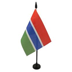 AZ FLAG Bandera de Mesa de Gambia 15x10cm - BANDERINA de DESPACHO GAMBIANA 10 x 15 cm