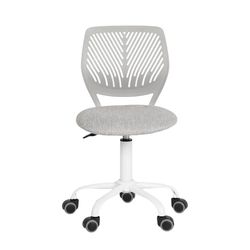 FurnitureR Krzesło gamingowe dla dzieci, krzesło biurowe, krzesło dla graczy, ergonomiczne, nowoczesne wzornictwo, bez rękawów, regulacja wysokości siedziska, gumowe koła, Morandi szare