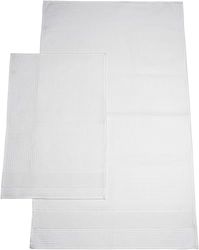 Filet - Juego de 2 Toallas de baño de Rizo Nido de Abeja con Banda de Tela Aida para Bordar aplicada, tamaño de la Cara 66 x 114 cm y Invitados 44 x 66 cm, Fabricado en Italia, Blanco