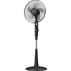 Staande ventilator, 65 watt, met afstandsbediening, timer, metaal, ABS, 5 vleugels, 10 snelheden, diameter 40 oscillatie, helling, helling, in hoogte verstelbaar (zwart)