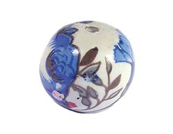 INNSPIRO Perle céramique boule décorée blanche avec fleur bleue diam. 20mm. 50u.