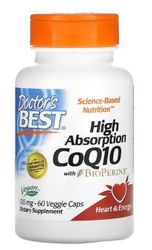 Doctor's Best CoQ10 de Alta Absorción con BioPerine, 100mg - para Energía y Salud Cardiovascular, 60 cápsulas vegetales