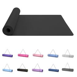 Good Nite Yogamat Oefenmatten Workout Pilates Fitness Mat voor Vrouwen Mannen Antislip Dikke 6mm Hoge Dichtheid Gymnastiekmatten met Draagriem Tpe (zwart)