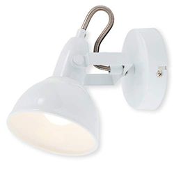 BRILONER - Candeeiro de parede, design industrial/retro, iluminação clássica de sala de estar, E14, máx. 40 W, 15,6 x 10 x 15,6 cm, cor branca, aplique parede interior, candeeiro de parede, aplique