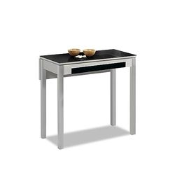 ASTIMESA Table de Cuisine, Métal, Noir, 90x50cm-extendida 90x70 cms