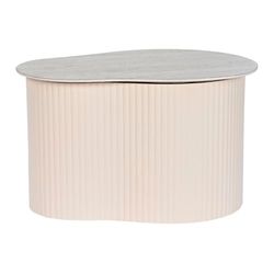 Home ESPRIT Tavolino Bianco Beige Marrone Chiaro Metallo Ceramica 70 x 46 x 38 cm