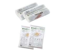 FoodSaver Kit 4 Rotoli Termosigillabili 20 cm x 6.7 m + 96 Sacchetti 20.3 x 29.2 cm (2 x 48), Senza BPA, Compatibile con Macchine Sottovuoto