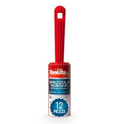 TONKITA | Klisterborste för kläder, självhäftande anti-peeling roller, multifunktionell rulle för kläder, mattor och tyger, 24 självhäftande ark, djurhårrulle - förpackning med 12 rullar