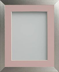 Frame Company Simpson Range Silver 10x10 inch Frame With Pink Mount for 5x5 inch *Choice of Sizes* Fitted with Real Glass