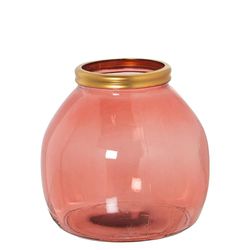 JARRÓN VIDRIO RECICLADO 20 CM ROZE DORADO_° 21X20 CM BOCA: ° 10 CM
