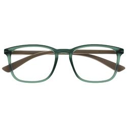 OPULIZE Max Gafas de Lectura - Marco Rectangular Clásico Grande - Verde Mate Transparente con Brazos Beige - Unisex Hombres Mujeres - Bisagras de Resorte - R78-6 - +1.00