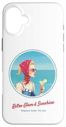 Fille rétro sur la Plage – Ambiance Estivale des années 50 Coque pour iPhone 16 Plus