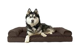 FurHaven Cuccia per Cani e Gatti, in Morbida e Pelle Scamosciata, in Schiuma Gel rinfrescante, sfoderabile, Lavabile in Lavatrice, Espresso, Jumbo (XL)